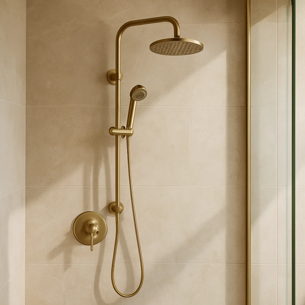 Muted brass fixtures